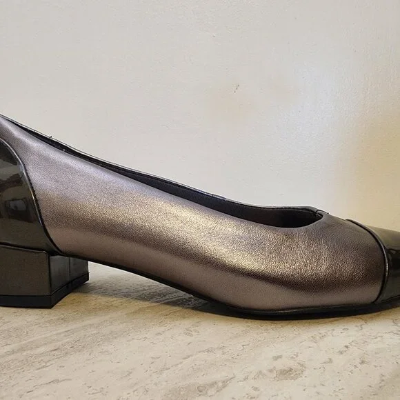 Trotters Daisy Pump Women's Shoes Taupe/ Pewter Size US 8.5 Block Heel - Picture 6 of 11